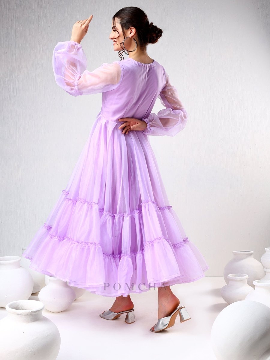 SADABHAR LILAC ORGANZA DRESS - Pomcha Jaipur