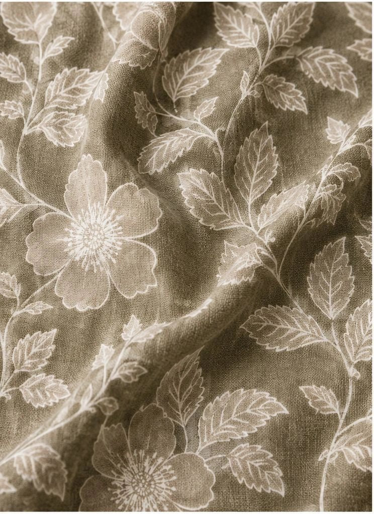 SAGE BLOOM FLORAL COTTON FABRIC - Pomcha Jaipur