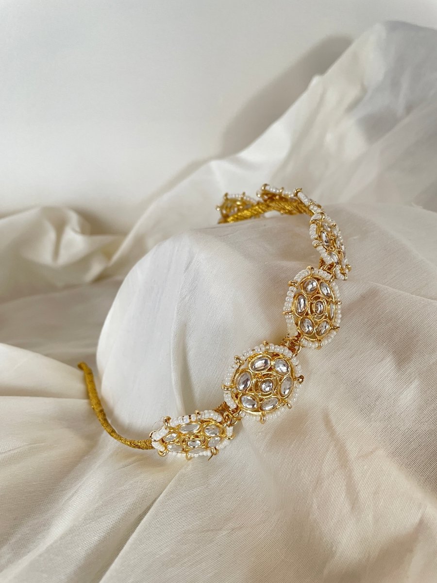 SANGMARMAR WHITE MATHAPATTI HAIRBAND - Pomcha Jaipur