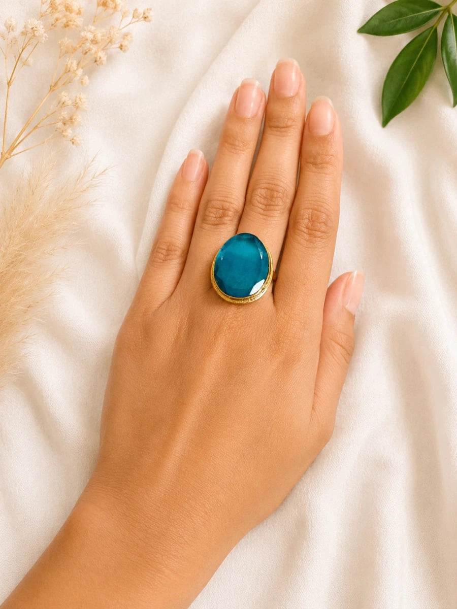 SAPPHIRE GLOW RING - Pomcha Jaipur