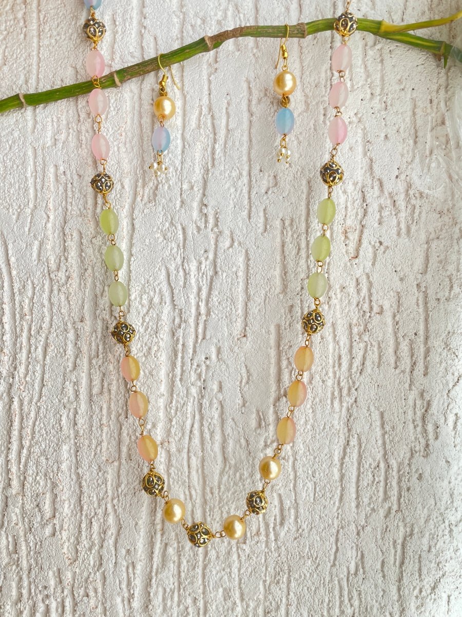 SATRANGI PASTEL NECKLACE & EARRING SET - Pomcha Jaipur