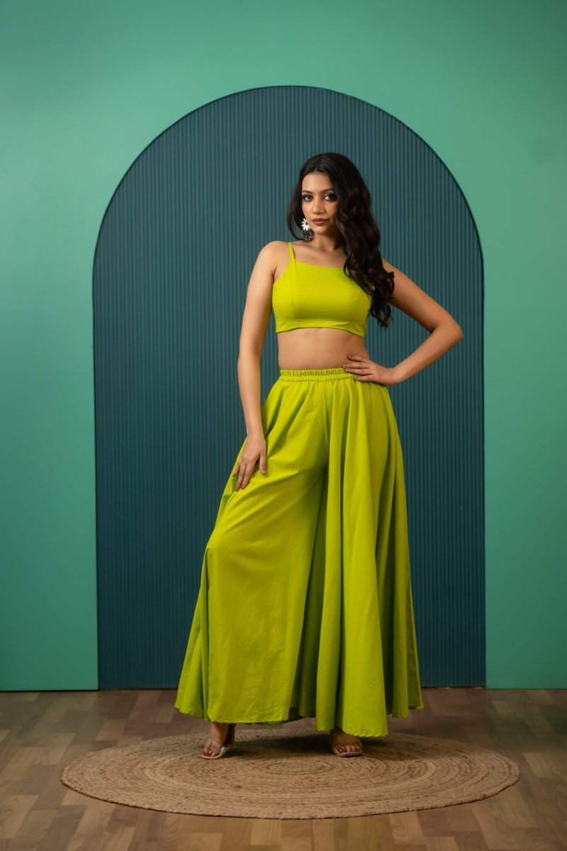 SUKOON LIME GREEN COTTON TWO PIECE SETS - Pomcha Jaipur
