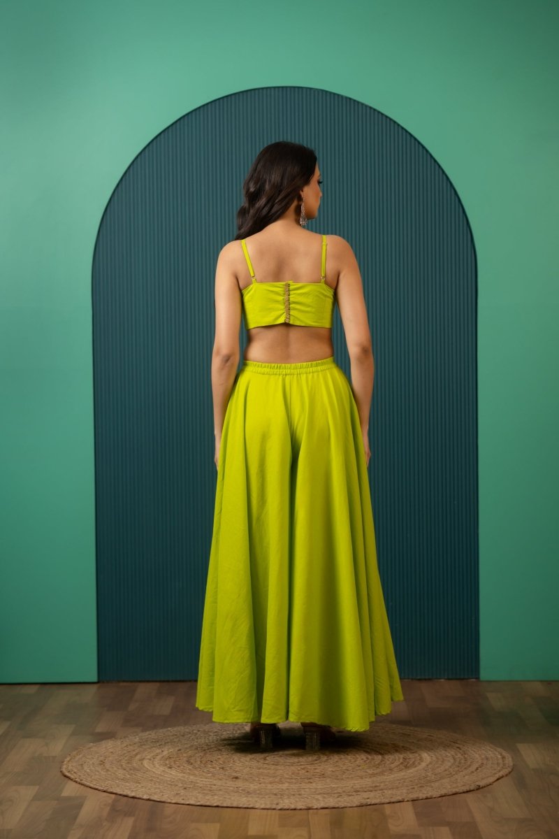 SUKOON LIME GREEN COTTON TWO PIECE SETS - Pomcha Jaipur