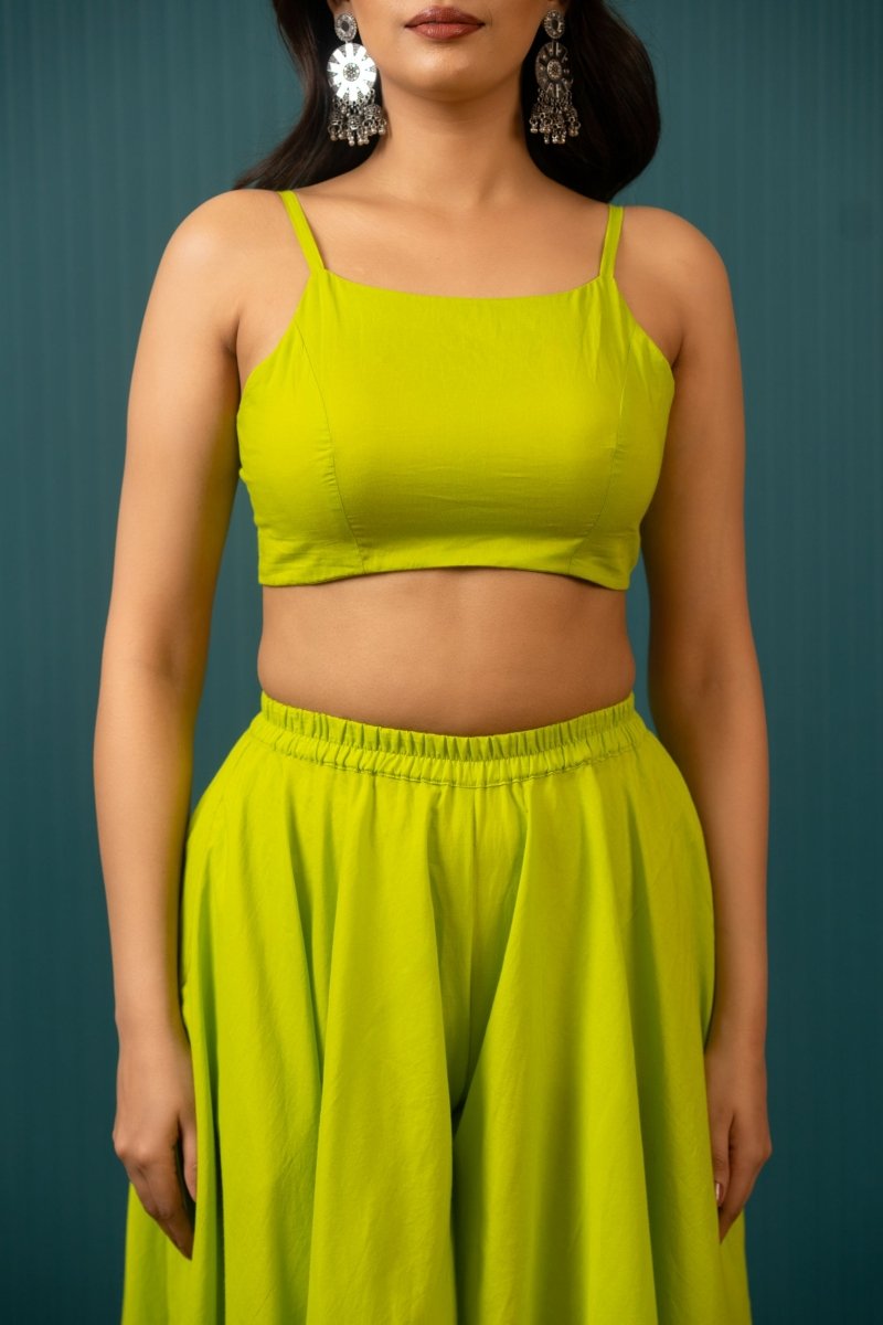 SUKOON LIME GREEN COTTON TWO PIECE SETS - Pomcha Jaipur