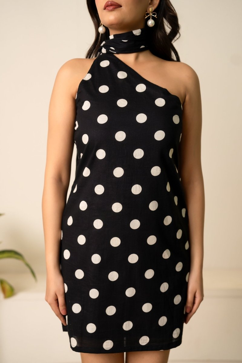 SUKOON POLKA DOT COTTON COCKTAIL DRESS - Pomcha Jaipur