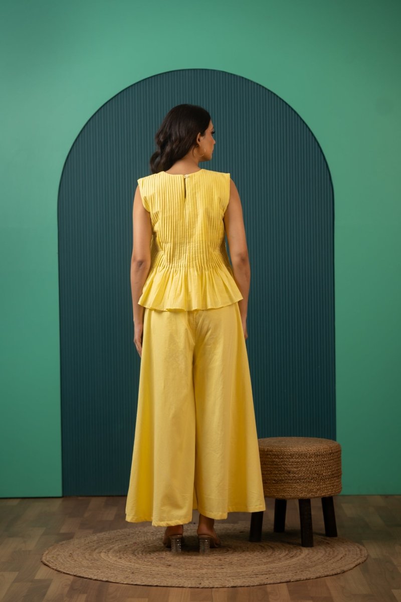SUKOON YELLOW MUSE COTTON CO-ORD SETS - Pomcha Jaipur