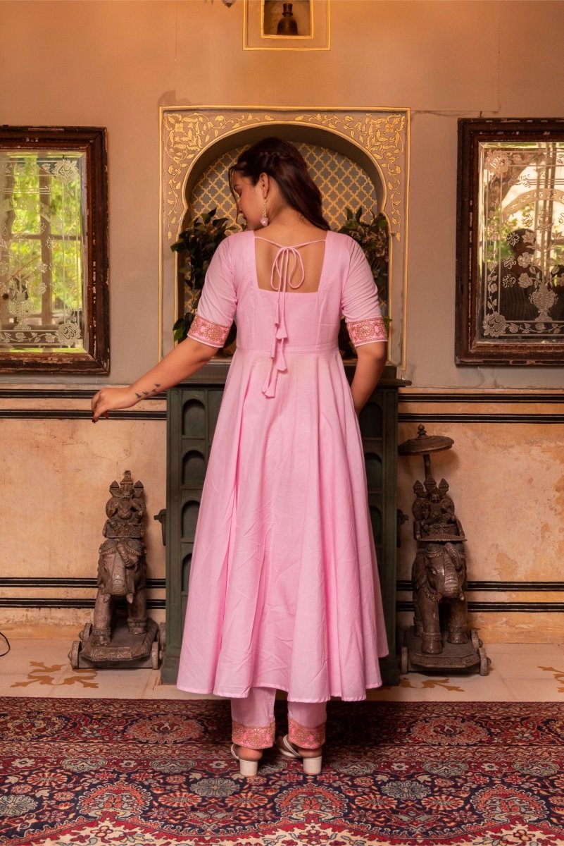 SUNHARI LIGHT PINK COTTON ANARKALI WITH EMBROIDERED SOFT NET DUPATTA SUNHARI LIGHT PINK COTTON ANARKALI WITH EMBROIDERED SOFT NET DUPATTA