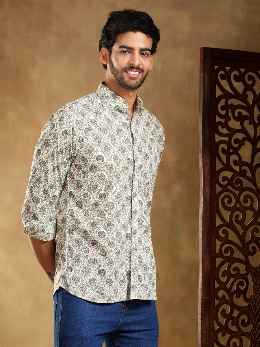 SUNHERA COTTON HAND BLOCK SHIRT - Pomcha Jaipur