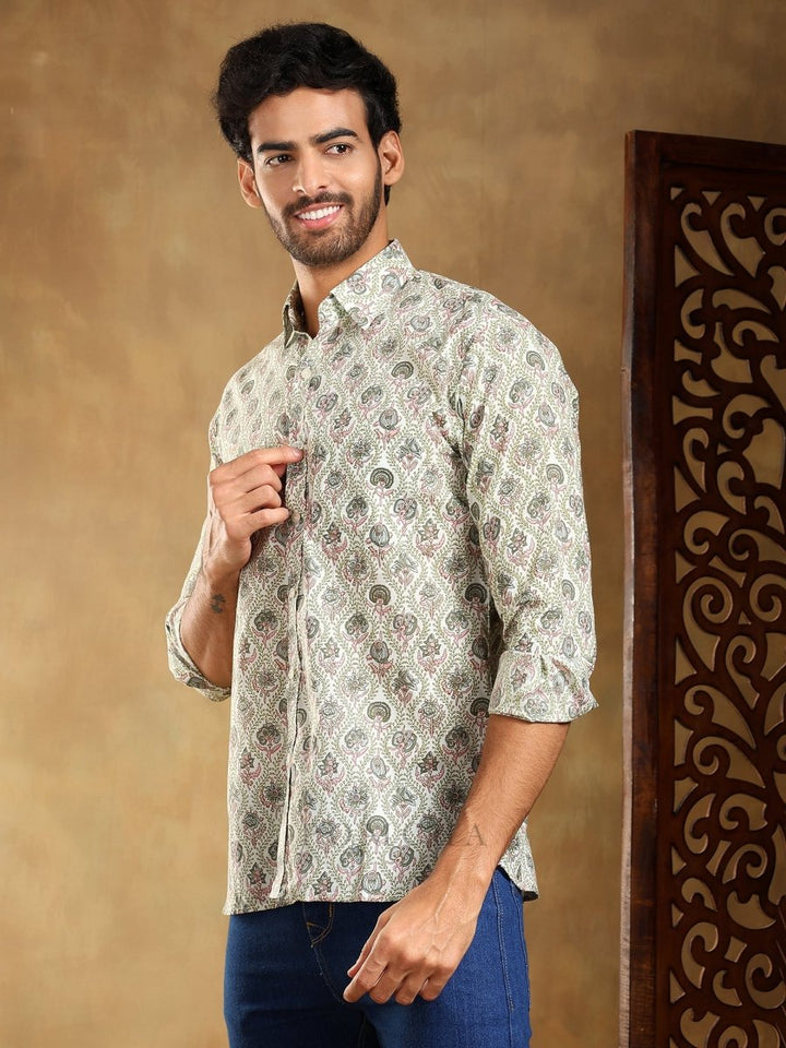 SUNHERA COTTON HAND BLOCK SHIRT - Pomcha Jaipur