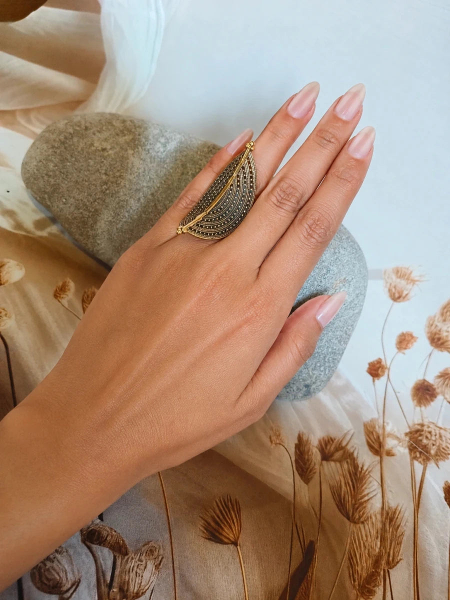 TRIBAL LEAF RING - Pomcha Jaipur