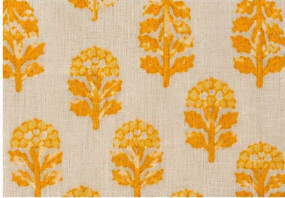 YELLOW BUTI HAND BLOCK PRINT COTTON FABRIC - Pomcha Jaipur