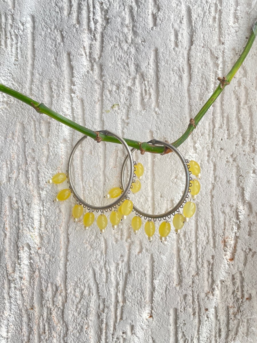 YELLOW HOOP EARRING - Pomcha Jaipur