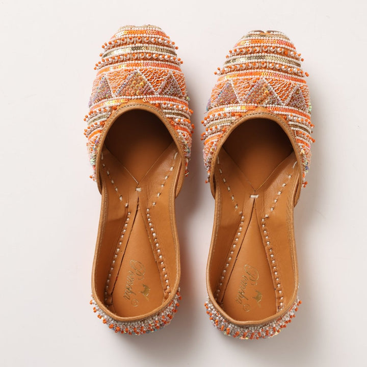 ZAREEN ORANGE BEADS MOJARI - Pomcha Jaipur