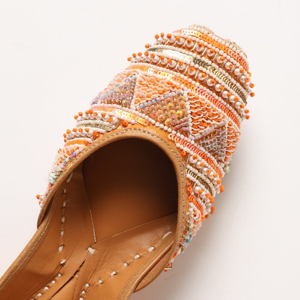 ZAREEN ORANGE BEADS MOJARI - Pomcha Jaipur