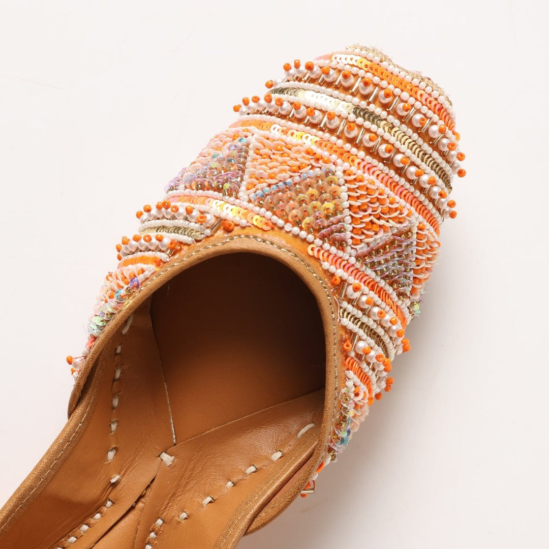 ZAREEN ORANGE BEADS MOJARI - Pomcha Jaipur