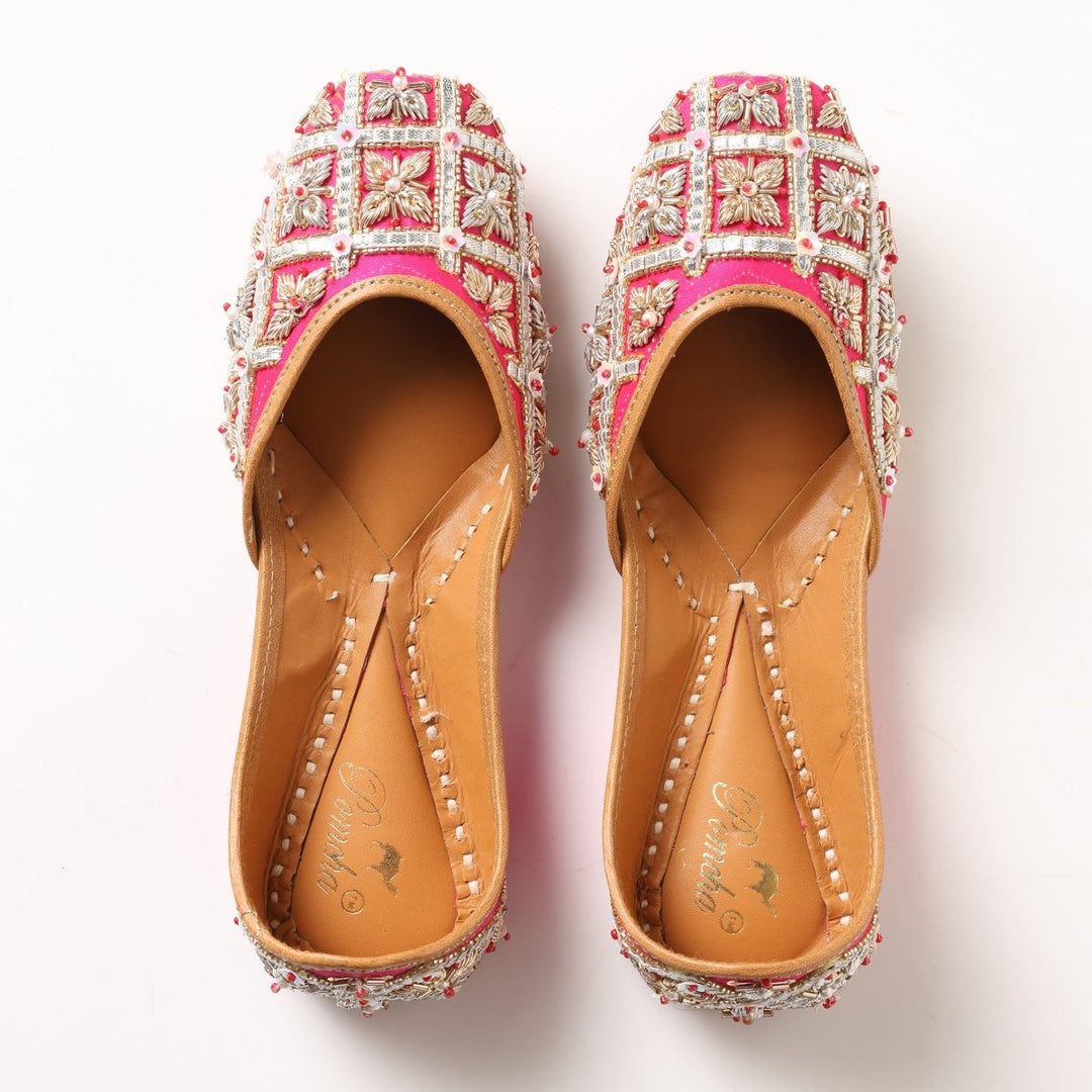 ZUBAIDA PINK GOTTA ZARDOZI MOJARI - Pomcha Jaipur