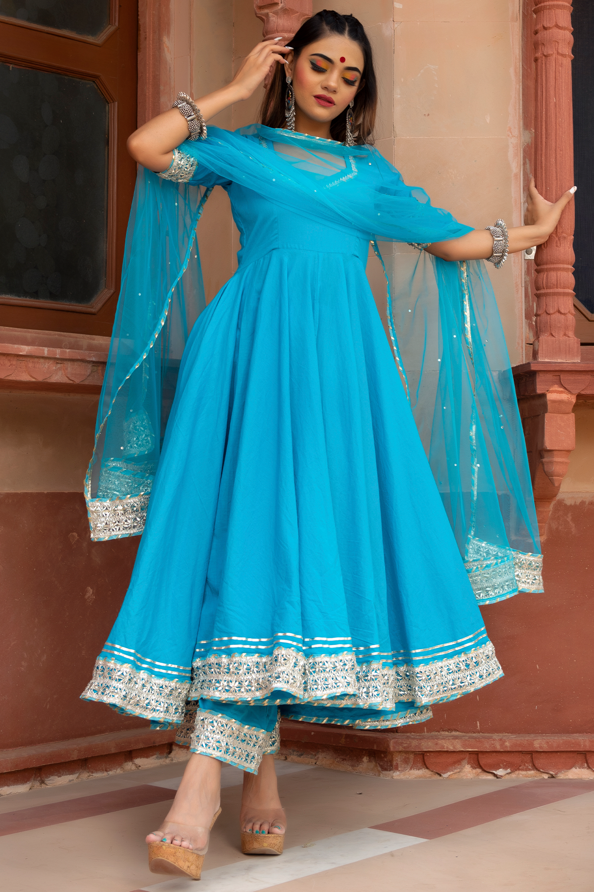 Buy Cotton Anarkali Suits in India | Ethnic Cotton Anarkali Sets