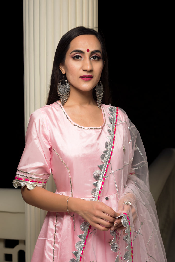 Paper Silk Pink Anarkali - Pomcha Jaipur