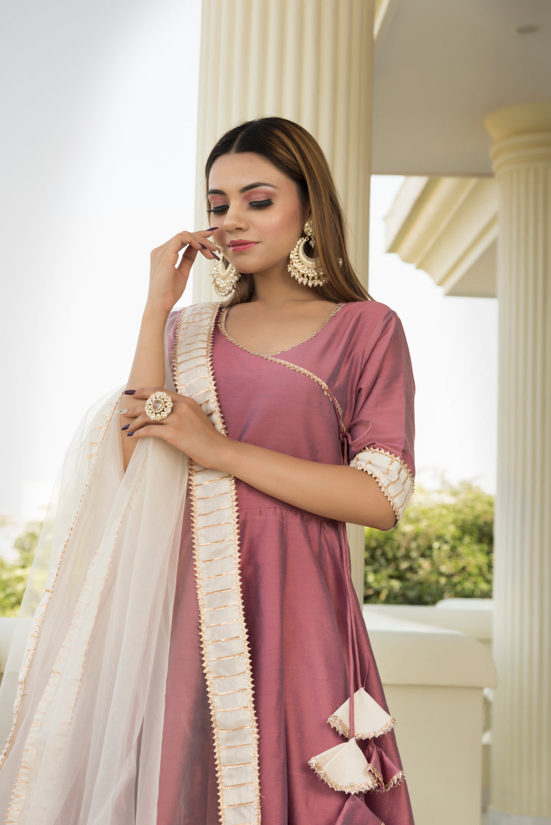 Cotton Silk Purple Angrakha - Pomcha Jaipur