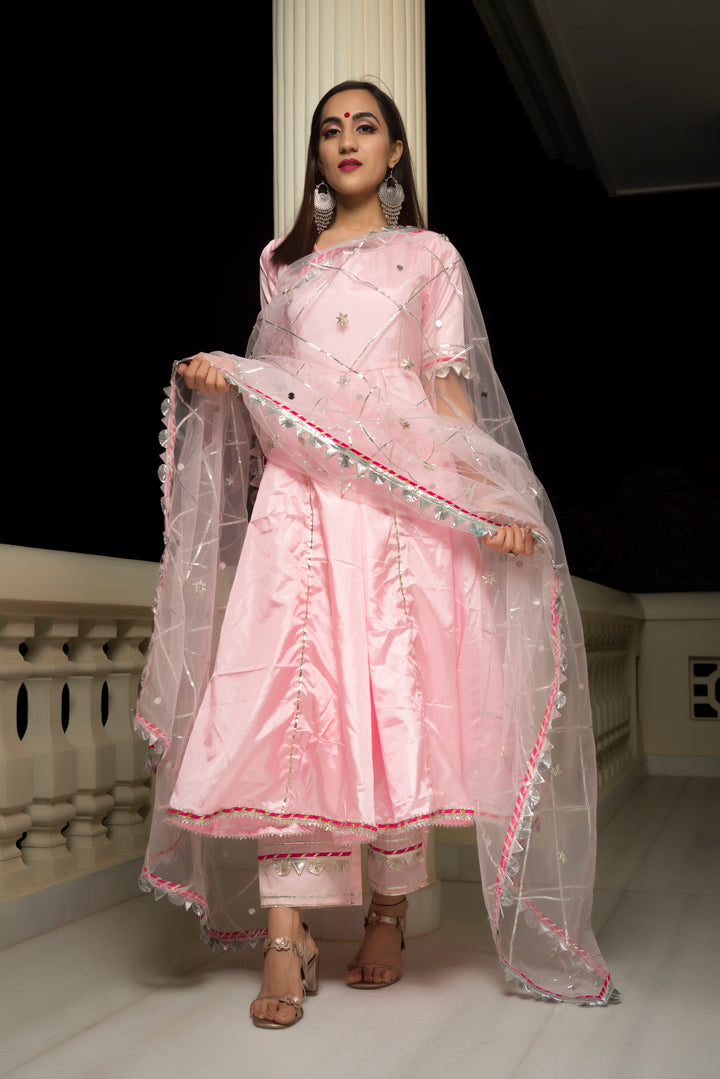 Paper Silk Pink Anarkali - Pomcha Jaipur