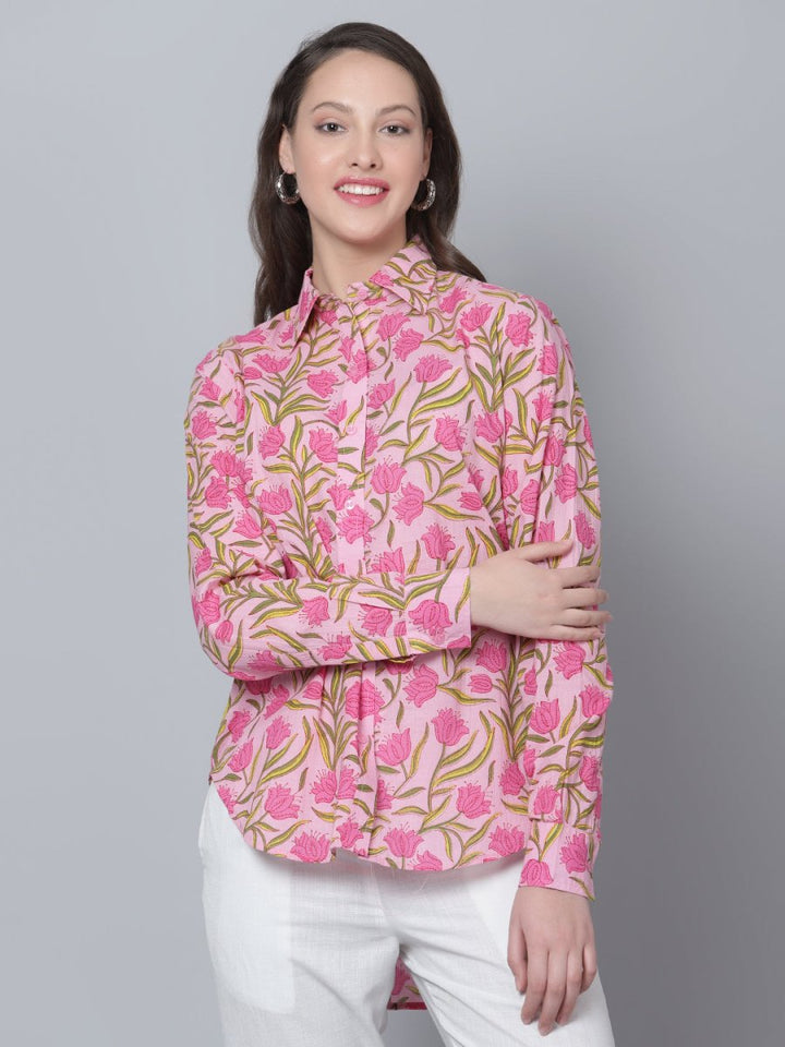 DARIKA COTTON HAND BLOCK WOMEN SHIRT - Pomcha Jaipur