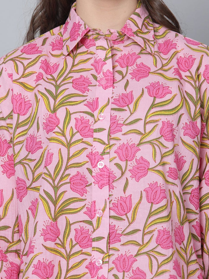 DARIKA COTTON HAND BLOCK WOMEN SHIRT - Pomcha Jaipur