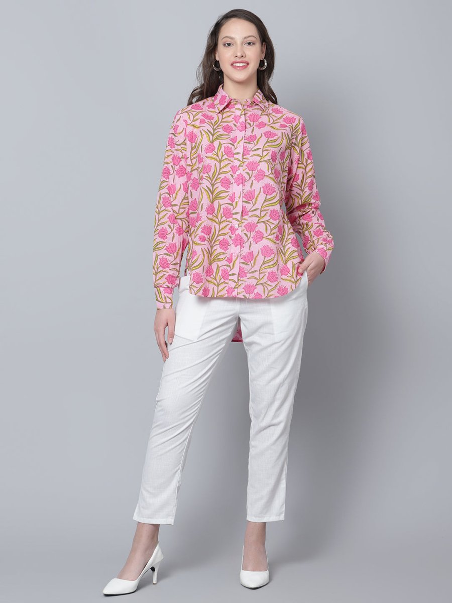 DARIKA COTTON HAND BLOCK WOMEN SHIRT - Pomcha Jaipur