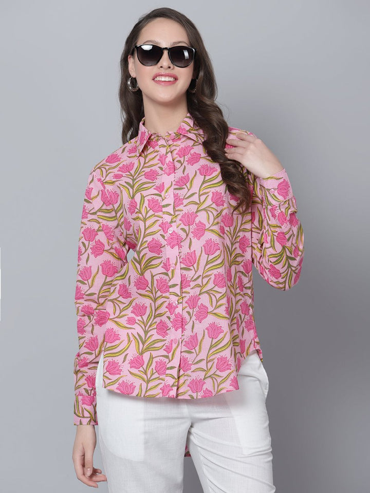 DARIKA COTTON HAND BLOCK WOMEN SHIRT - Pomcha Jaipur