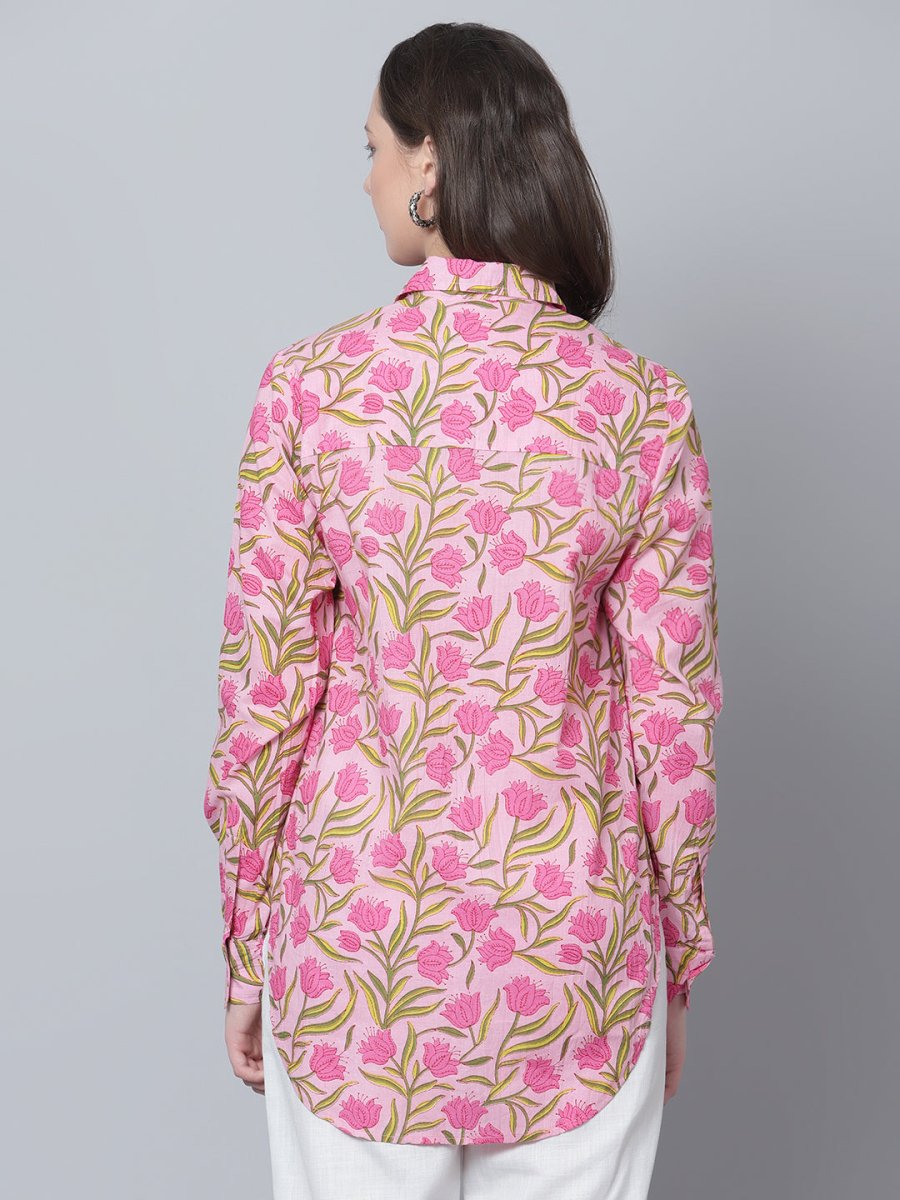 DARIKA COTTON HAND BLOCK WOMEN SHIRT - Pomcha Jaipur