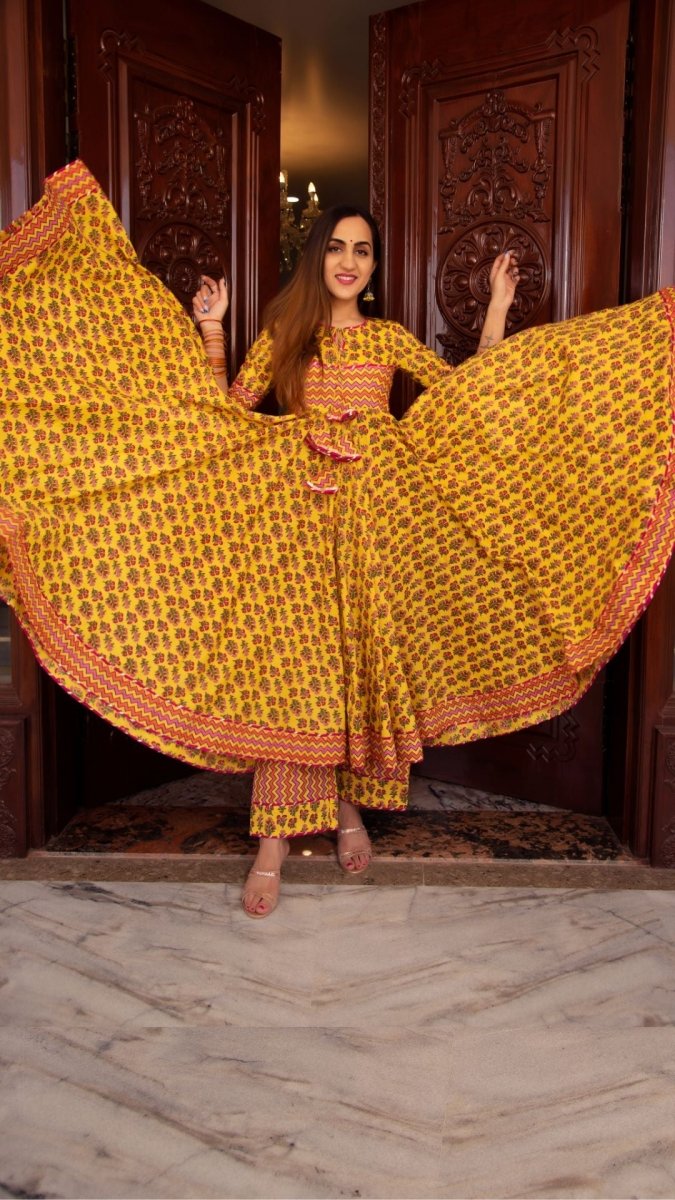 DARIYA COTTON ANARKALI SET - Pomcha Jaipur