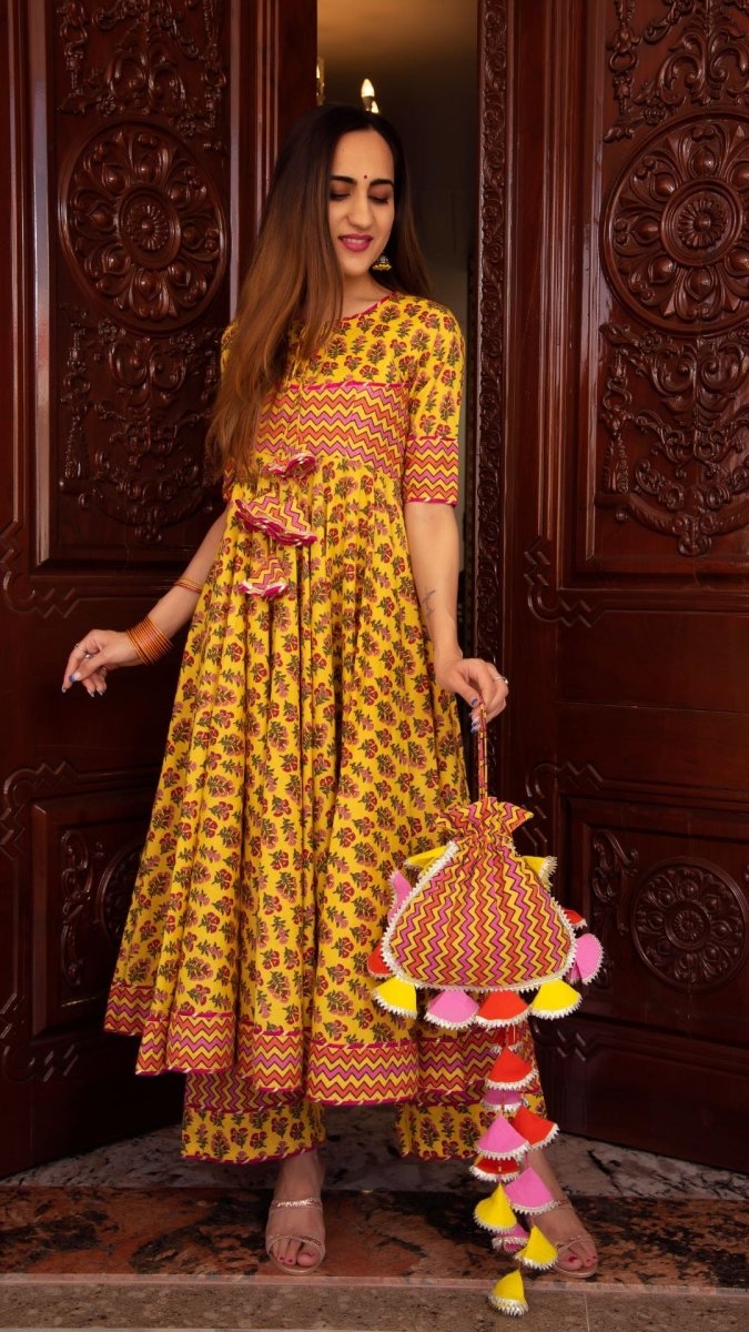 DARIYA COTTON ANARKALI SET - Pomcha Jaipur