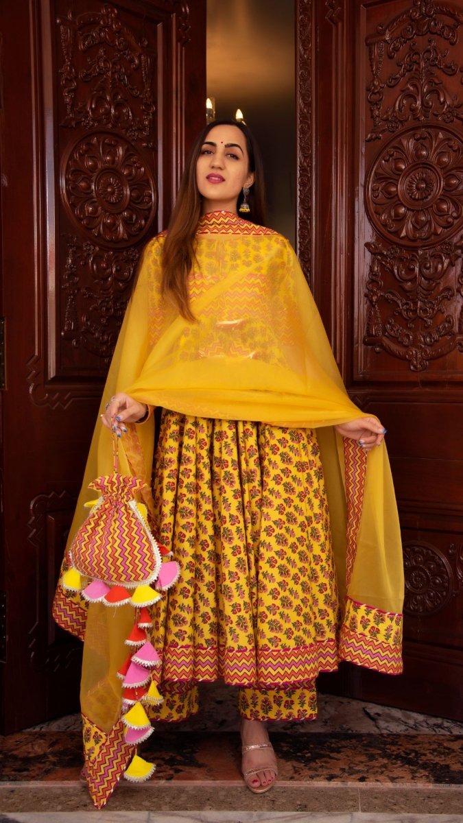 DARIYA COTTON ANARKALI SET - Pomcha Jaipur