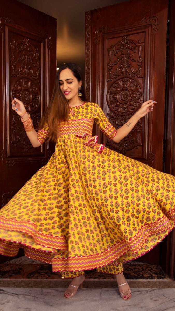 DARIYA COTTON ANARKALI SET - Pomcha Jaipur