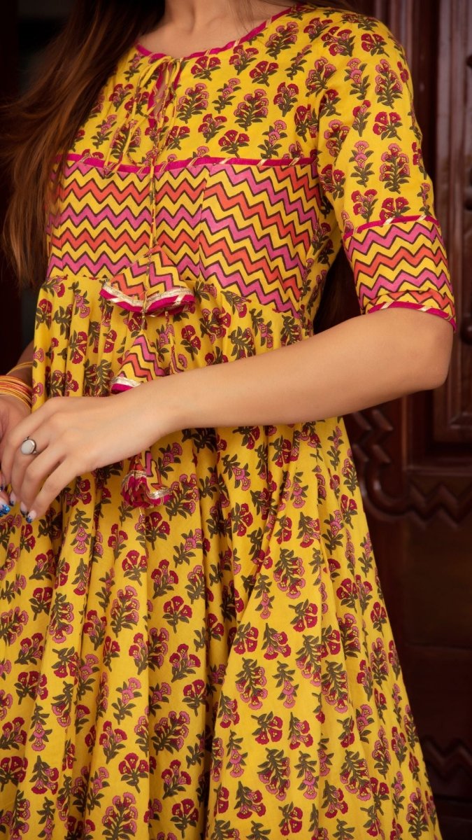 DARIYA COTTON ANARKALI SET - Pomcha Jaipur