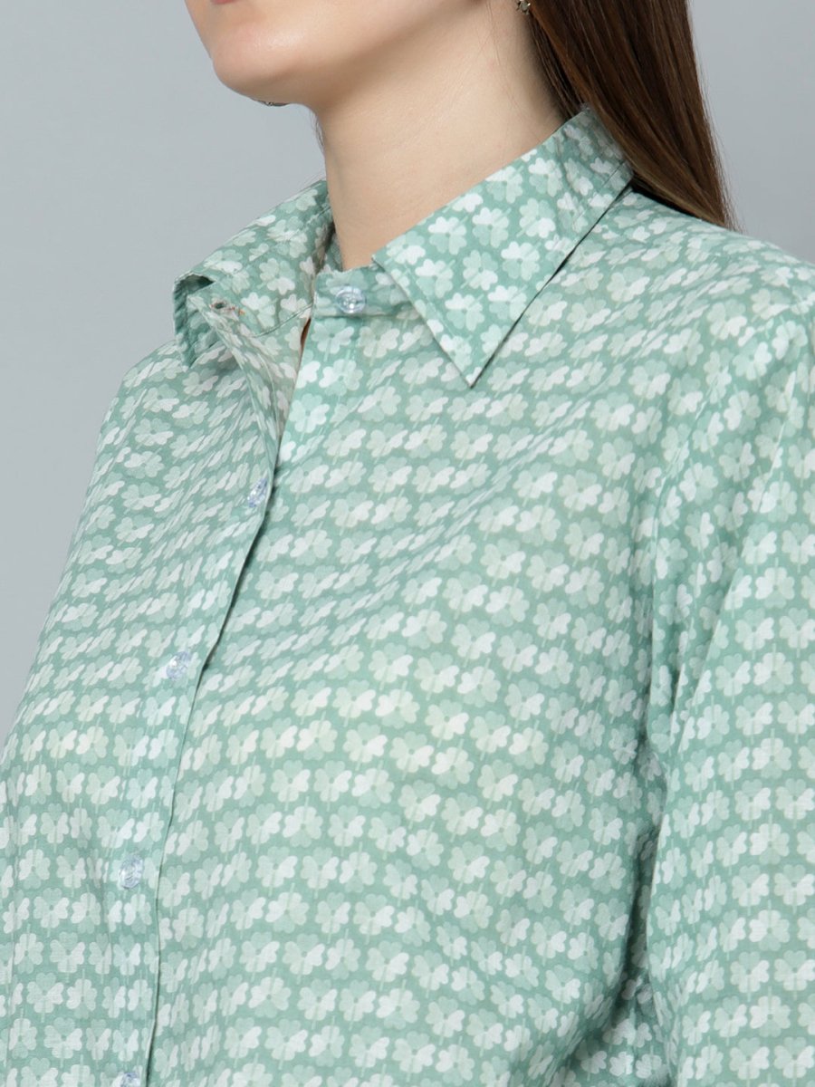 DHRITI COTTON HAND BLOCK WOMEN SHIRT - Pomcha Jaipur