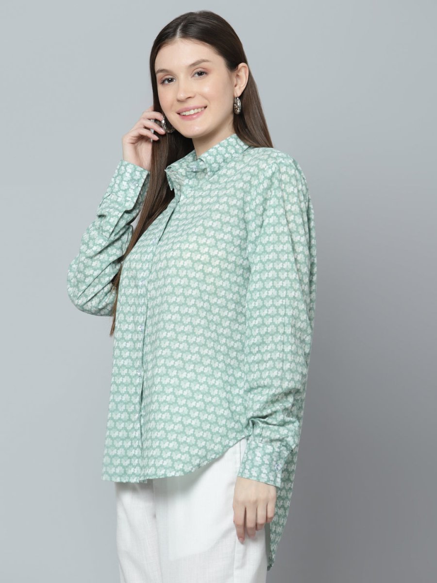 DHRITI COTTON HAND BLOCK WOMEN SHIRT - Pomcha Jaipur