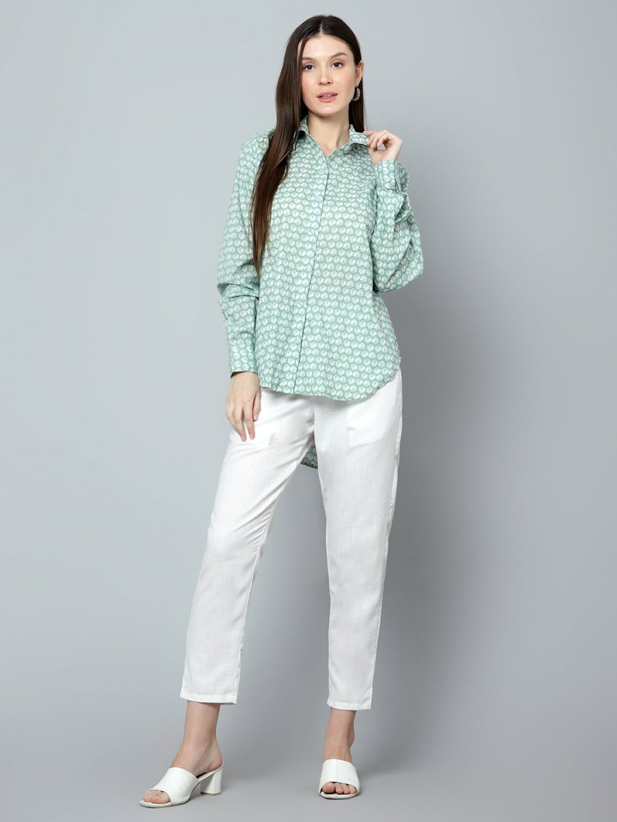 DHRITI COTTON HAND BLOCK WOMEN SHIRT - Pomcha Jaipur