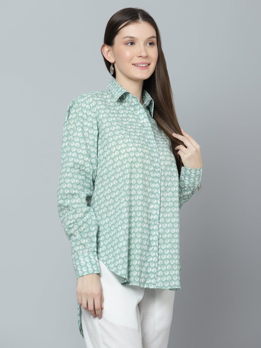 DHRITI COTTON HAND BLOCK WOMEN SHIRT - Pomcha Jaipur