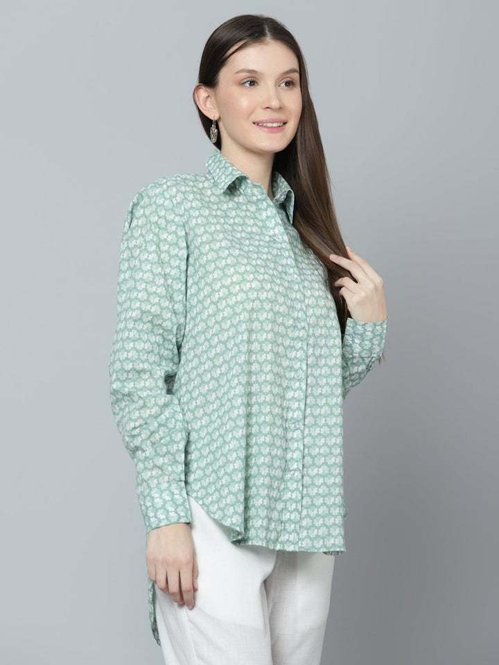 DHRITI COTTON HAND BLOCK WOMEN SHIRT - Pomcha Jaipur