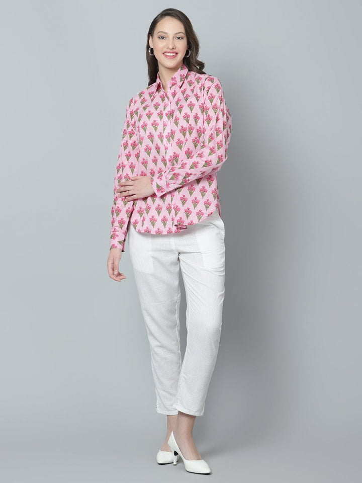 DIYA COTTON HAND BLOCK WOMEN SHIRT - Pomcha Jaipur