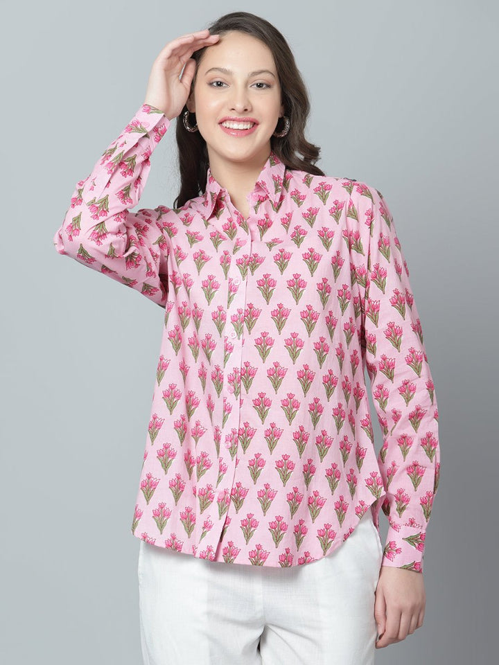 DIYA COTTON HAND BLOCK WOMEN SHIRT - Pomcha Jaipur
