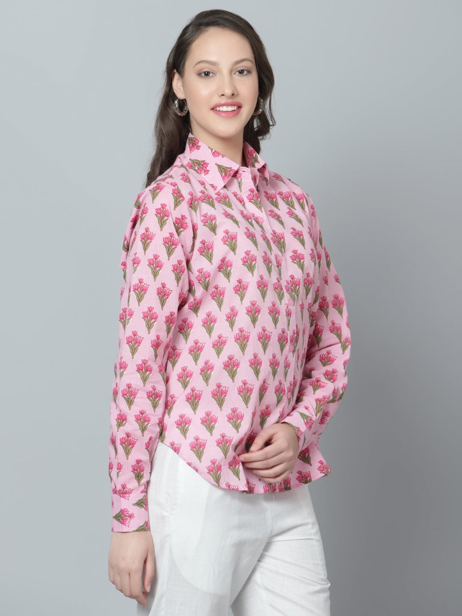 DIYA COTTON HAND BLOCK WOMEN SHIRT - Pomcha Jaipur