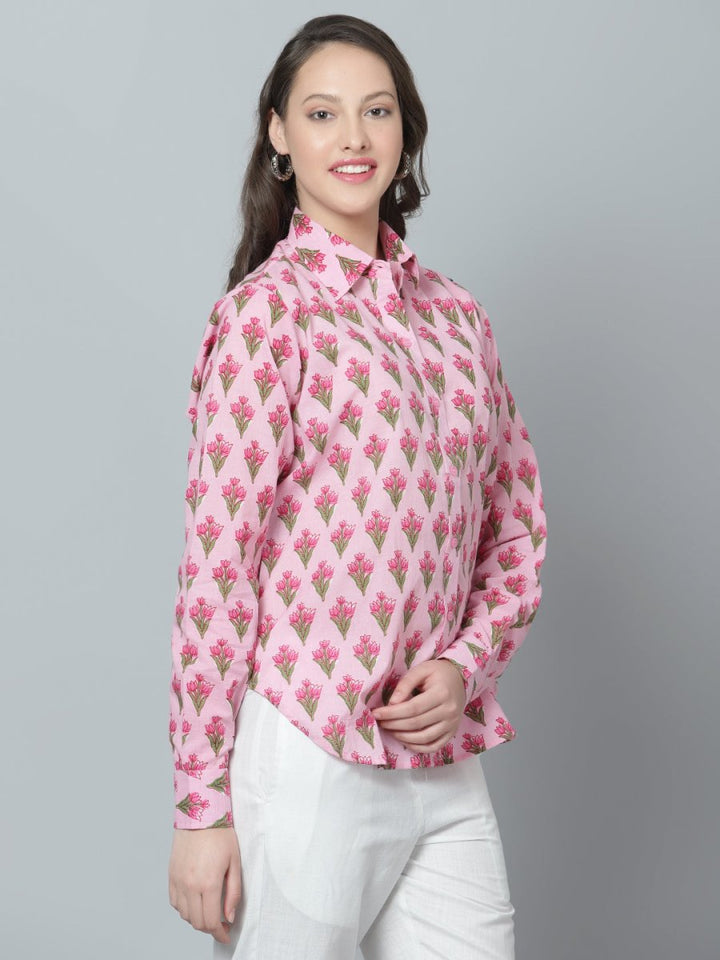 DIYA COTTON HAND BLOCK WOMEN SHIRT - Pomcha Jaipur