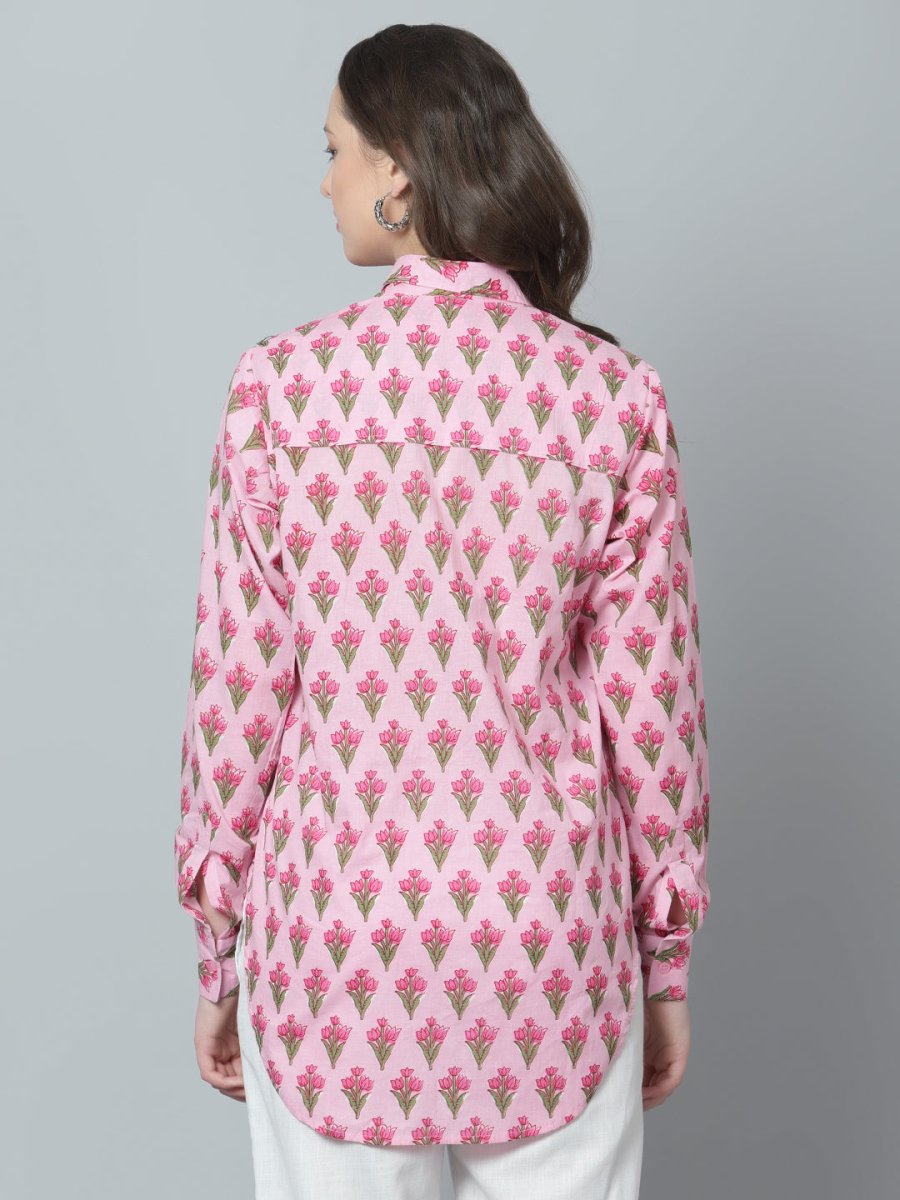 DIYA COTTON HAND BLOCK WOMEN SHIRT - Pomcha Jaipur