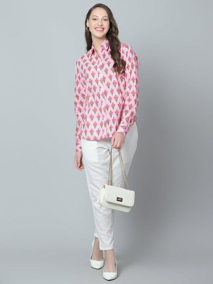 DIYA COTTON HAND BLOCK WOMEN SHIRT - Pomcha Jaipur