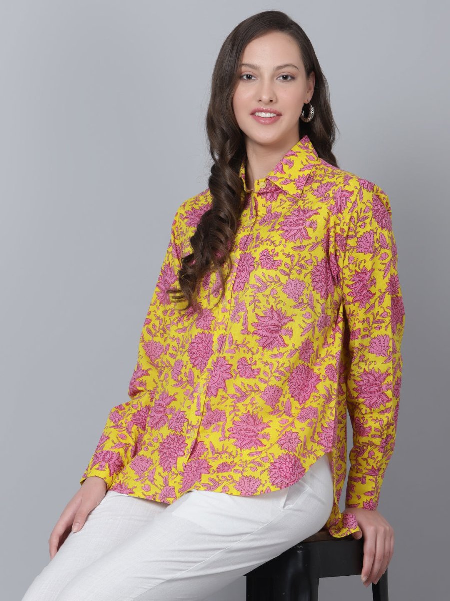 EKANI COTTON HAND BLOCK WOMEN SHIRT - Pomcha Jaipur