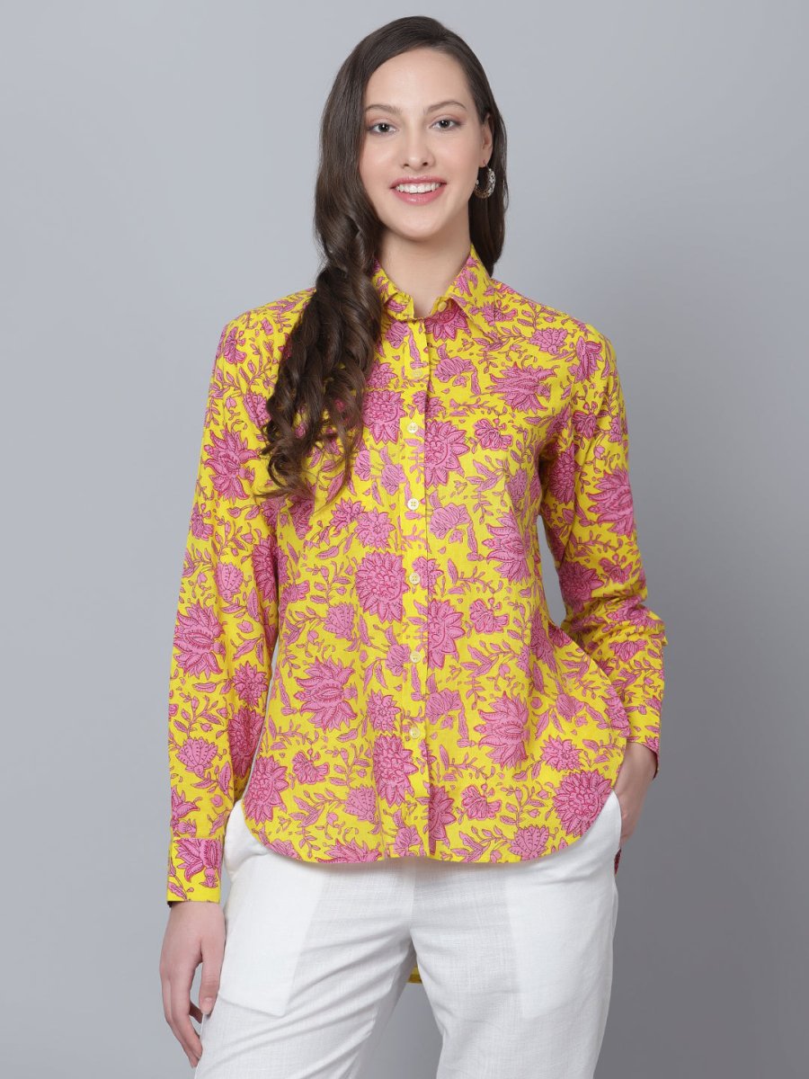 EKANI COTTON HAND BLOCK WOMEN SHIRT - Pomcha Jaipur