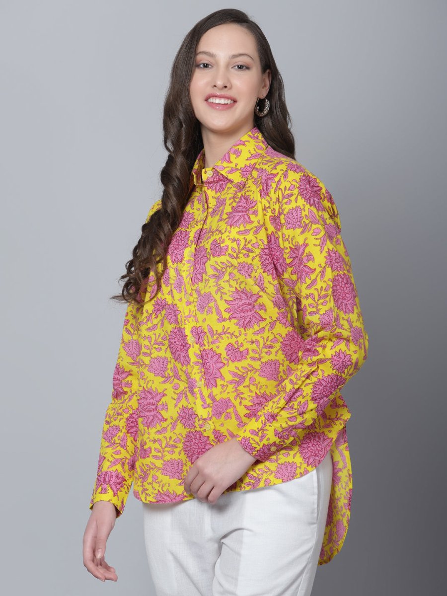 EKANI COTTON HAND BLOCK WOMEN SHIRT - Pomcha Jaipur