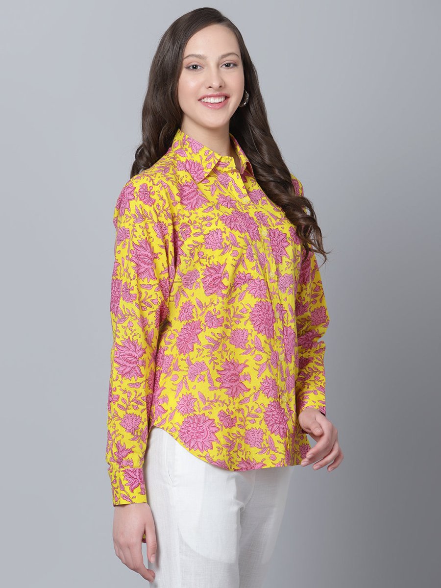 EKANI COTTON HAND BLOCK WOMEN SHIRT - Pomcha Jaipur