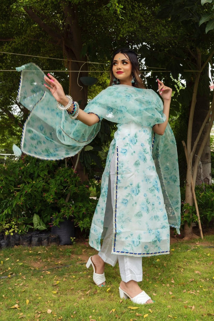 FALAK CHANDERI SUIT SET - Pomcha Jaipur